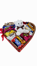 Cesta coração de chocolate