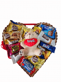 Cesta coração de chocolate